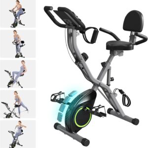 Foldable Exercise Bike Stationary Bikes for Home, 5 IN 1 Ind...
