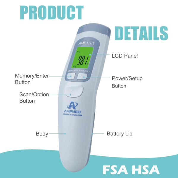 Amplim Medical Grade Forehead Thermometer for Adults, Kids, ...
