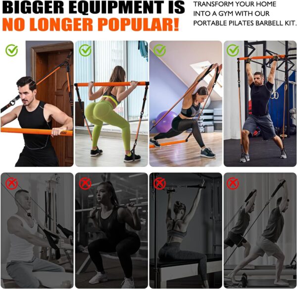 Pilates Bar Kit with Resistance Bands, Pilates Equipment, Mu...