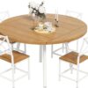 IRONCK Dining Table Set for 4, Round Kitchen Table and 4 Sto...