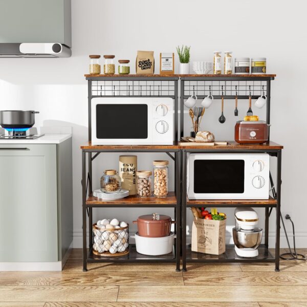 Furologee Kitchen Bakers Rack with Power Outlet, Microwave O...
