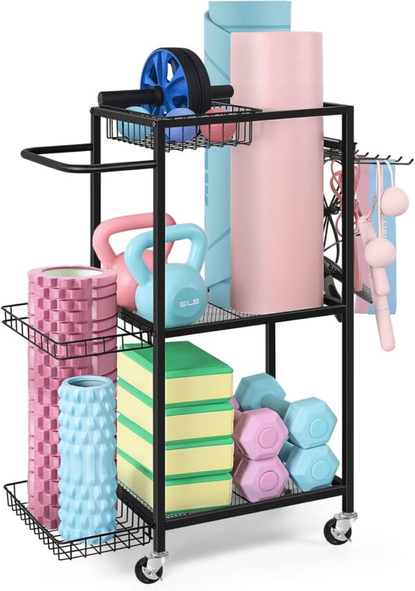 LIANTRAL Yoga Mat Storage Rack - Metal Gym Organizer for Yog...