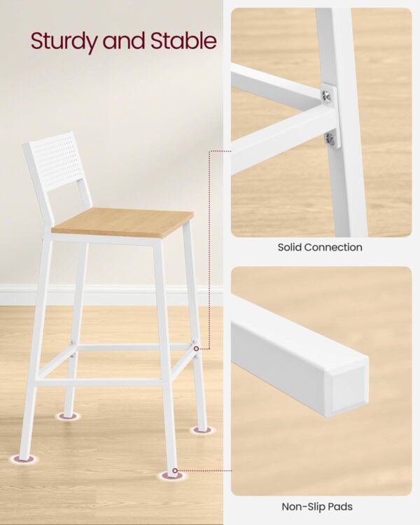 VASAGLE Bar Stool Set of 2, Bar Chairs for Kitchen, Dining R...