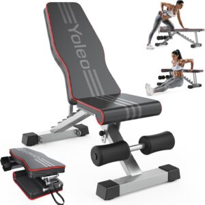 Yoleo Adjustable Weight Bench for Full Body Workout; Foldabl...