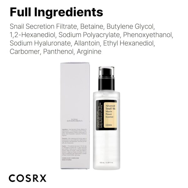 COSRX Snail Mucin 96% Power Repairing Essence 3.38 fl.oz 100...