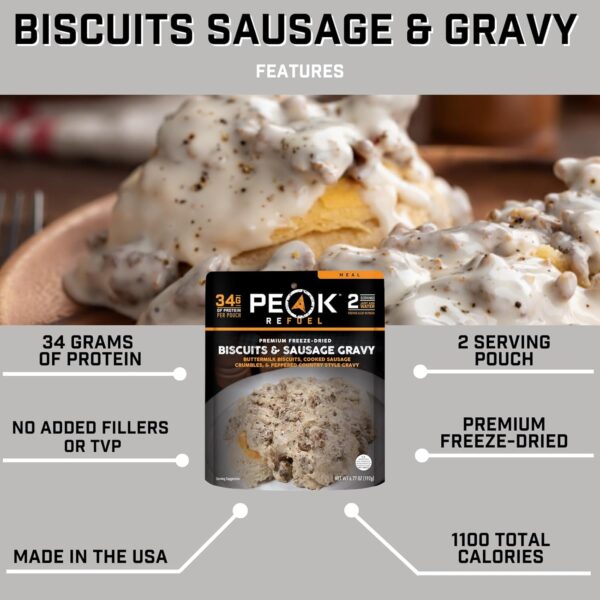 Peak Refuel Biscuits & Sausage Gravy | Freeze Dried Backpack...