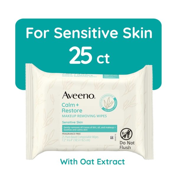 Aveeno Calm + Restore Unscented Makeup Remover Face Wipes, F...