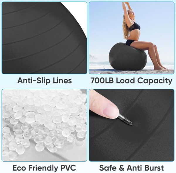 APEXUP Yoga & Pilates Ball - Anti Slip Heavy Duty Gym Ball f...