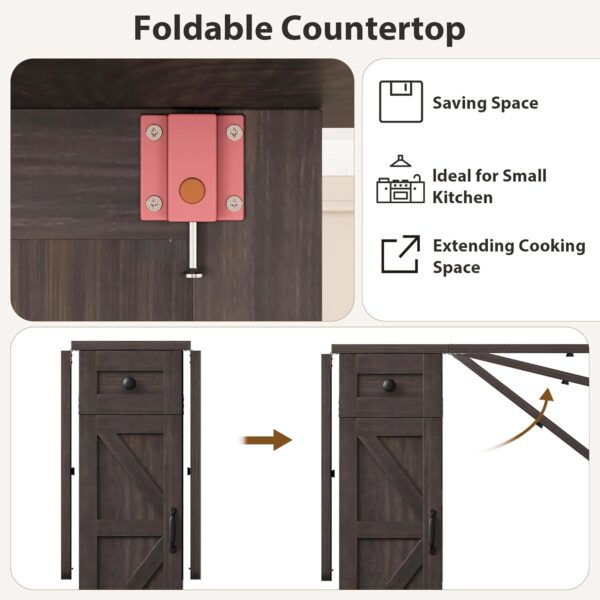 Space Saving Folding Dining Table, Farmhouse Foldable Dining...