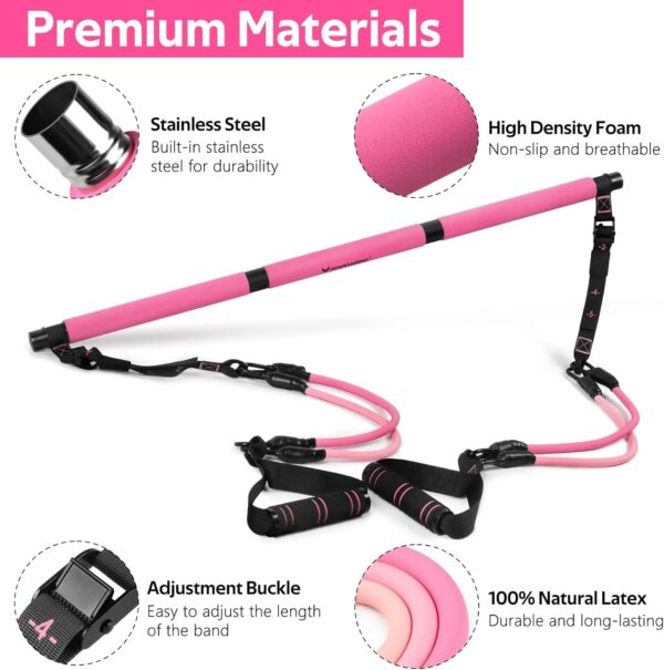 Pilates Bar Kit with Resistance Bands, Multifunctional Pilat...