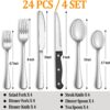 24 Pcs Silverware Set with Steak Knives Service for 4,Stainl...