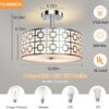 DLLT Flush Mount Ceiling Light: Modern 3-Light Brushed Nicke...