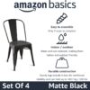 Amazon Basics Metal Dining Chairs, Matte Black, 1 Count (Pac...