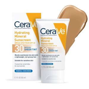 CeraVe Hydrating Mineral Sunscreen SPF 30 with Sheer Tint, T...
