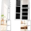 LED Jewelry Cabinet, 66" Jewelry Armoire with Clothes Rack, ...