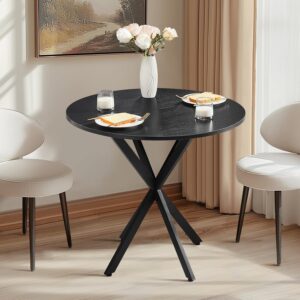 Unovivy 31.5" Black Small Round Dining Table for 2-4, Space ...