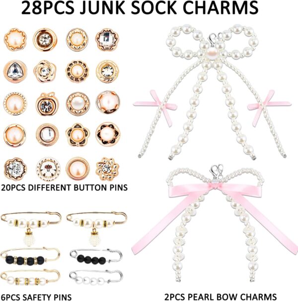 28Pcs Shoe Charms for Sneakers Bow Shoe Lace Charms Junk Soc...