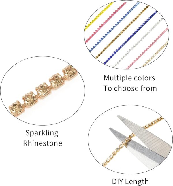 10 Yards 2 MM Rhinestone Chain Trim Crystal Rhinestone Close...