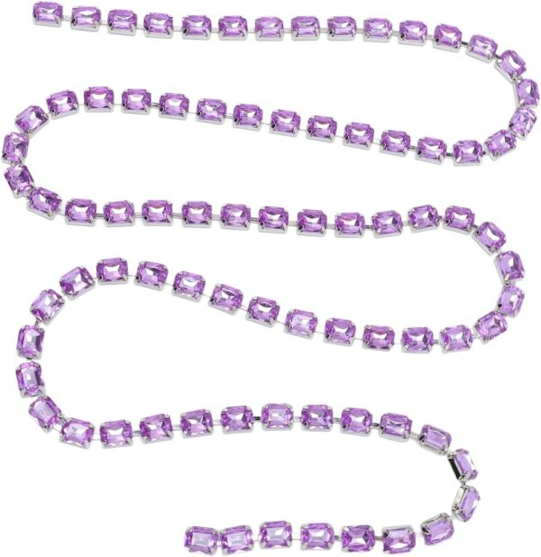 Rhinestone Trim Chain 8x10mm Light Purple Rectangle Decor Ac...