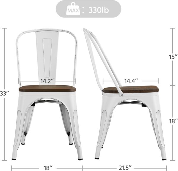 Yaheetech 18 Inch Classic Iron Metal Dining Chair with Wood ...