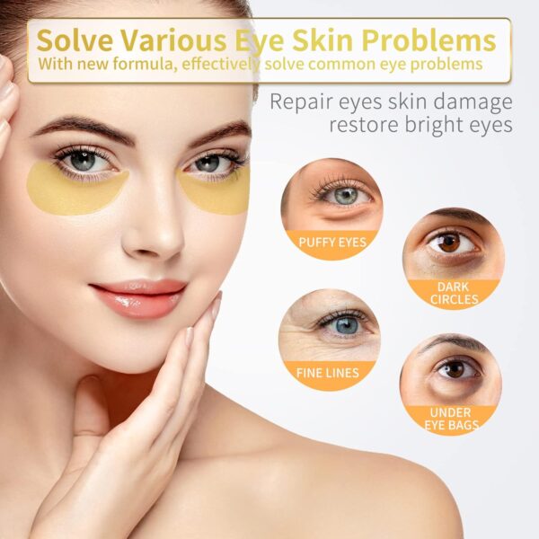 24K Gold Under Eye Patches - 60 Pack for Puffy Eyes, Dark Ci...