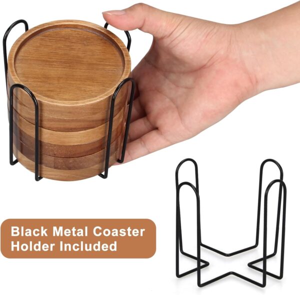 6 Pcs Best Wooden Coasters with Holder Coffee Table Decor Ac...
