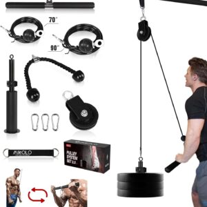 Mikolo Fitness LAT and Lift Pulley System, Dual Cable Machin...