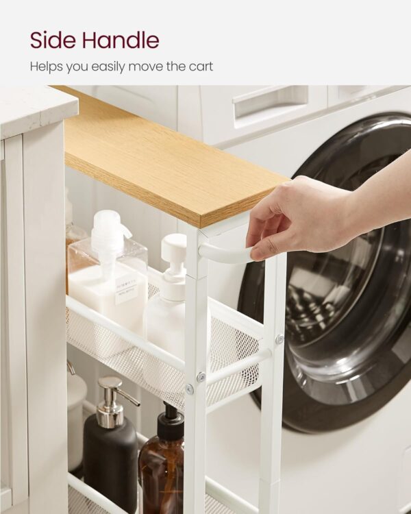 VASAGLE Slim Rolling Cart, 4-Tier Storage Cart, Narrow Cart ...
