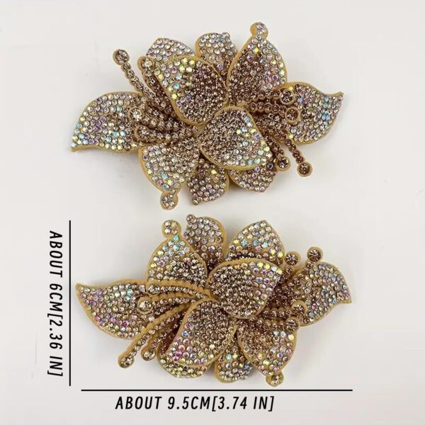 2Pcs Fabric Stereoscopic Flower 3.54*2.44inch Rhinestones Sh...