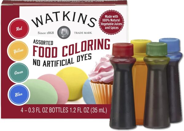 Watkins Assorted Food Coloring, 1 Each Red, Yellow, Green, B...