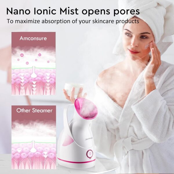 Amconsure Facial Steamer - Nano Ionic Face Steamer Warm Mist...
