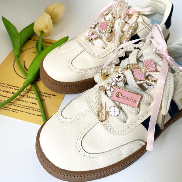 26 PCS Shoe Charms for Sneakers and Socks, Pearl Bow Shoelac...