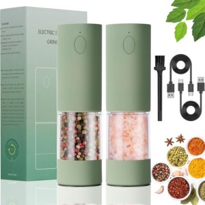 Electric Salt & Pepper Grinder Set (2 Pack) – USB Rechargeab...
