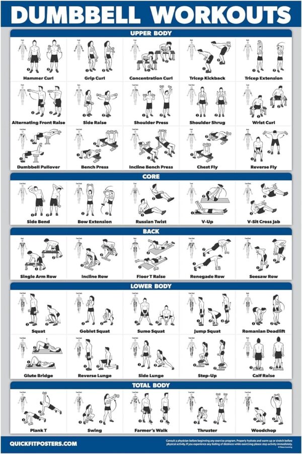 Palace Learning Dumbbell Workout Exercise Poster - Free Weig...