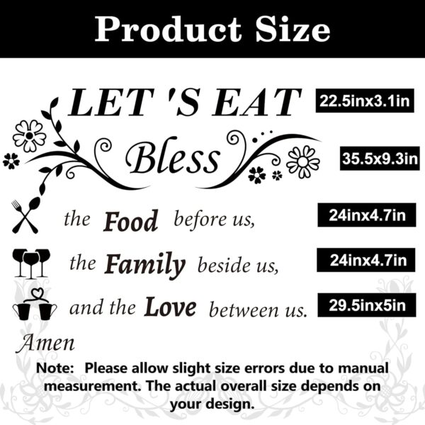 Kitchen Wall Decals Dinner Meal Prayer Wall Stickers Vinyl K...