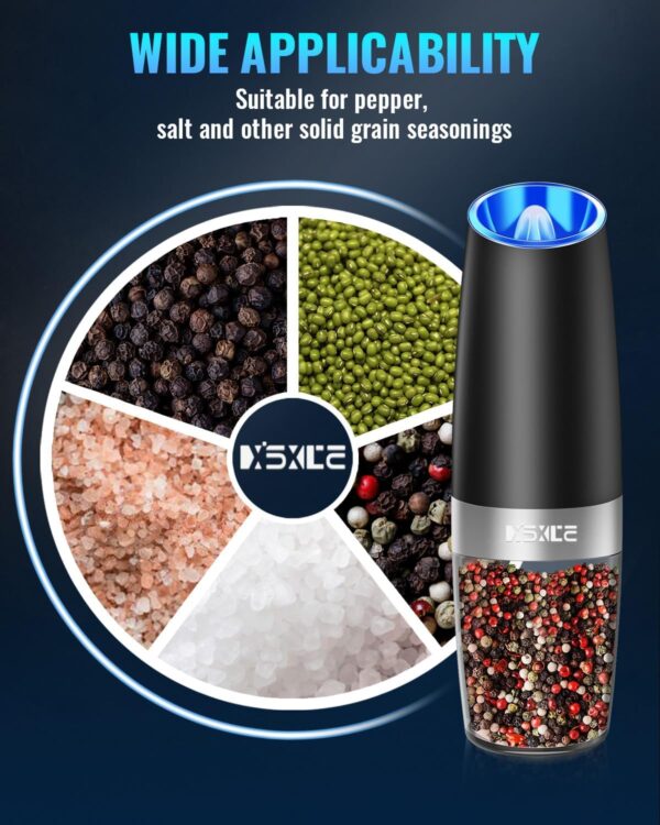 Sweet Alice Gravity Electric Pepper and Salt Grinder Set, Ad...