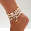 Shell Ankle Bracelet Set for Women, Gold Boho Bead Adjustabl...