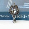 Victorian Vintage Beauty Lady Portrait Brooch Pins with Crys...