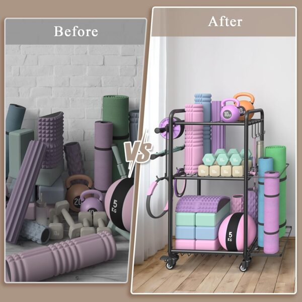 Weight Rack for Home Gym, All in One Yoga Mat Storage Rack, ...