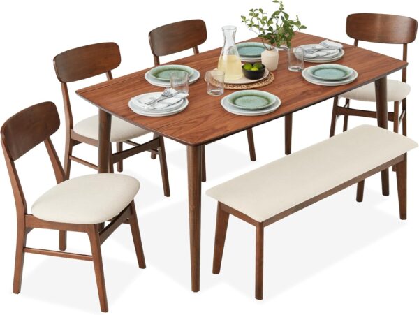 Best Choice Products 6-Piece Wooden Dining Set, Mid-Century ...