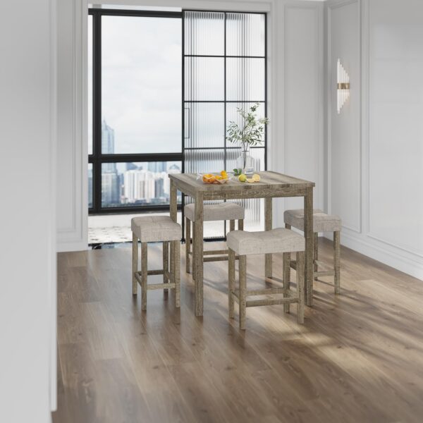 5-Piece Counter Dinner Height Table Set, Indoor Modern Recta...