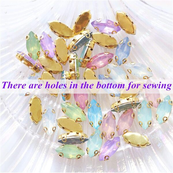 7 x 15mm Mixed Color Horse Eye Opal Sewing Crystal Flatback ...