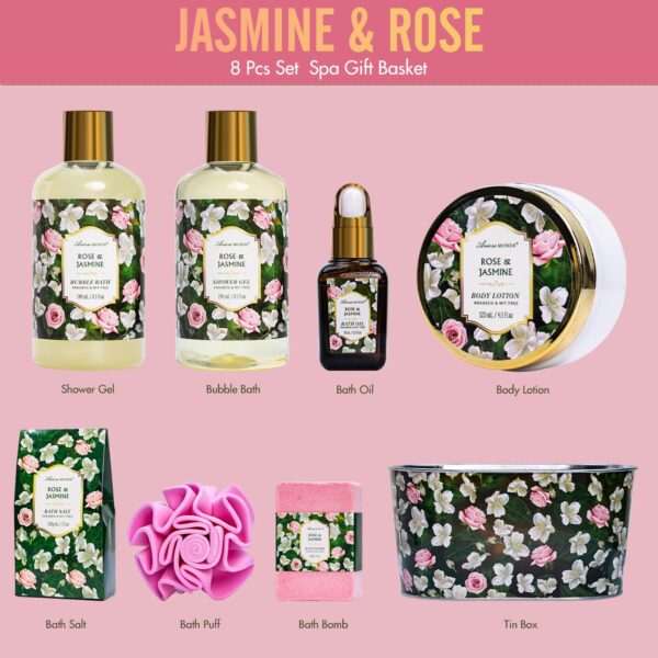 Gift Basket for Women - 8 Pc Rose & Jasmine Beauty & Persona...