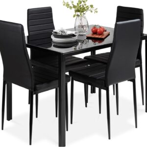 Best Choice Products 5-Piece Glass Dining Set, Modern Kitche...