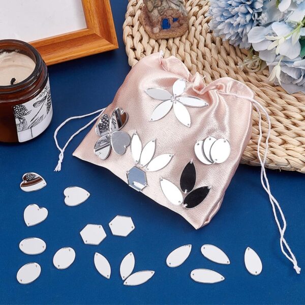 PH PandaHall 200pcs Teardrop Sew on Mirrors Pieces Silver Ac...