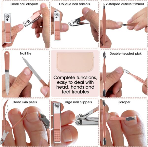 Nail Clippers and Beauty Tool Portable Set, Rose Gold Marten...