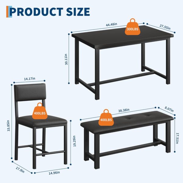 IDEALHOUSE Dining Table Set for 4, Kitchen Table and 2 Uphol...