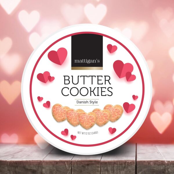 Mattigan's Pink Heart Butter Cookies Danish Style Cookie, 12...