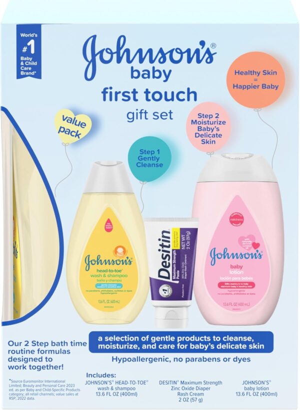 Johnson's First Touch Baby Gift Set, Baby Bath, Skin & Hair ...