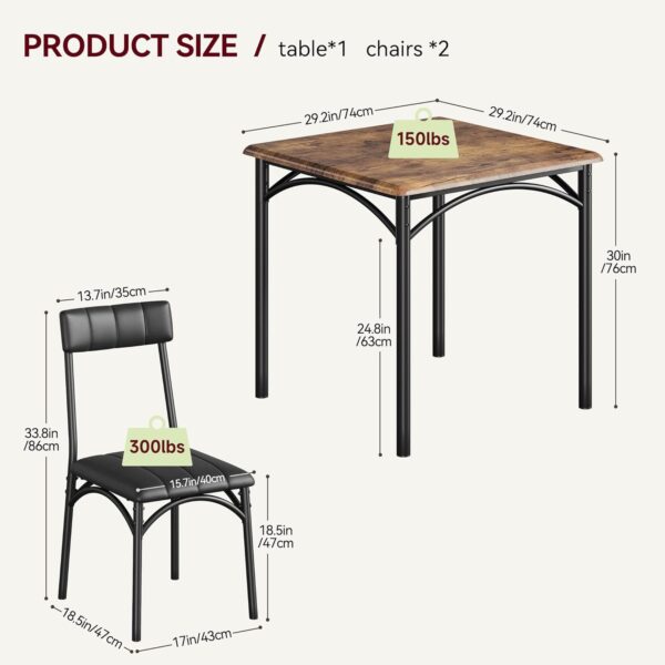 GAOMON Dining Table Set for 2, Kitchen Table and Chairs for ...